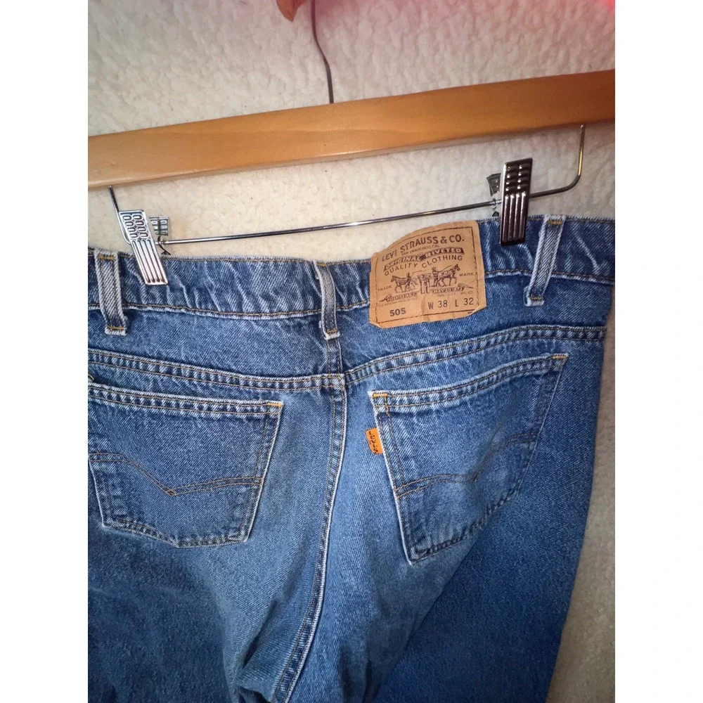 Lot of 2 Vintage Levis 505 Orange Tab Mens 38x32 Made in USA Medium Wash Denim